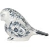 Clayre & Eef Decoratie Vogel Wit Blauw Keramiek 21x10x13 cm
