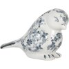 Clayre & Eef Decoratie Vogel Wit Blauw Keramiek 21x10x13 cm