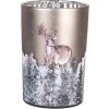 Clayre & Eef 6GL4985 Theelichthouder glas hert motief grijsbruin Ø12x18 cm
