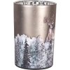 Clayre & Eef 6GL4985 Theelichthouder glas hert motief grijsbruin Ø12x18 cm