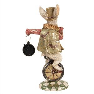 Clayre & Eef decoratief beeldje konijn vintage polyresin goud groen 18x10x33 cm