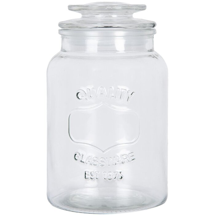 Clayre & Eef 6GL5053 Voorraadpot met deksel retro vintage glas 11x19 cm