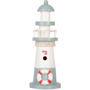 Clayre & Eef 6H2404 Decoratieve Vuurtoren Wit Blauw...