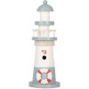 Clayre & Eef 6H2404 Decoratieve Vuurtoren Wit Blauw Ø 8 x 22 cm MDF hout