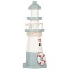Clayre & Eef 6H2404 Decoratieve Vuurtoren Wit Blauw Ø 8 x 22 cm MDF hout
