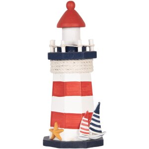 Clayre & Eef Decoratieve Vuurtoren 6H2408 Wit Rood...