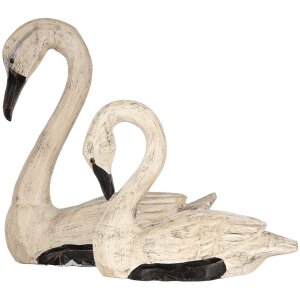 Clayre & Eef Decoratieve Zwanen Set 2 Figuren Antieke...