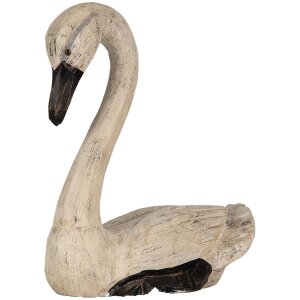 Clayre & Eef Decoratieve Zwanen Set 2 Figuren Antieke Stijl Beige Zwart