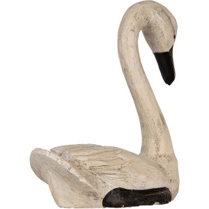 Clayre & Eef Decoratieve Zwanen Set 2 Figuren Antieke Stijl Beige Zwart