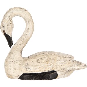 Clayre & Eef Decoratieve Zwanen Set 2 Figuren Antieke Stijl Beige Zwart