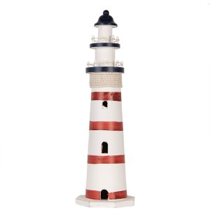 Clayre & Eef Decoratieve Vuurtoren Wit-Rood Ø...