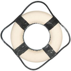 Clayre & Eef 66068 Decoratie Reddingsboei Wit Blauw Ø 31x6 cm