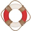 Clayre & Eef Decoratie Reddingsboei Ø 37x7 cm Wit Rood Nautisch