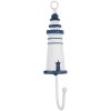 Clayre & Eef 66070BL Wandhaak Vuurtoren Metaal Hout Wit Blauw 4x4x18 cm