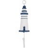Clayre & Eef 66070BL Wandhaak Vuurtoren Metaal Hout Wit Blauw 4x4x18 cm