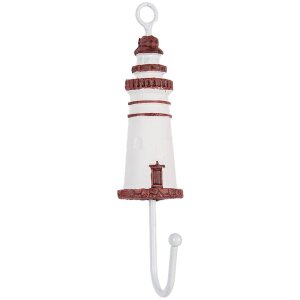 Clayre & Eef 66070R Wandhaak vuurtoren hout metaal...