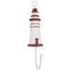 Clayre & Eef 66070R Wandhaak vuurtoren hout metaal wit rood 4x4x18 cm