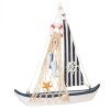Clayre & Eef Decoratie Zeilboot 25x6x25 cm Wit Blauw MDF Houten Maritieme Decoratie