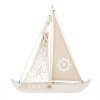 Clayre & Eef Decoratieve Zeilboot Maritieme Houten Decoratie Beige Wit 34x7x38 cm