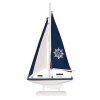 Clayre & Eef Decoratie Zeilboot 20x4x37 cm Maritieme Houten Decoratie Wit Blauw
