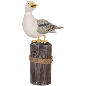 Clayre & Eef Decoratieve Vogels op Houten Stokken Maritiem Set van 2 Bruin Wit
