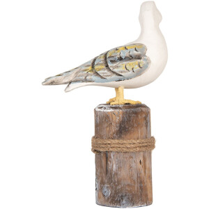 Clayre & Eef Decoratieve Vogels op Houten Stokken Maritiem Set van 2 Bruin Wit