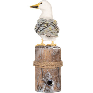 Clayre & Eef Decoratieve Vogels op Houten Stokken Maritiem Set van 2 Bruin Wit