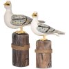 Clayre & Eef Decoratieve Vogels op Houten Stokken Maritiem Set van 2 Bruin Wit