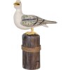 Clayre & Eef Decoratieve Vogels op Houten Stokken Maritiem Set van 2 Bruin Wit