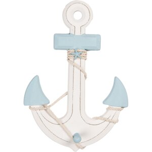 Clayre & Eef Decoratie Anker 22x5x33 cm Wit Blauw MDF...