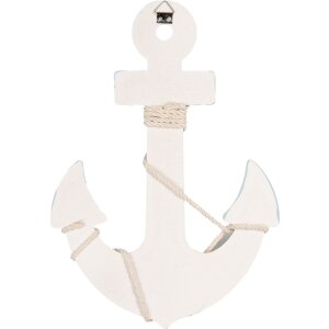 Clayre & Eef Decoratie Anker 22x5x33 cm Wit Blauw MDF...