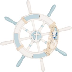 Clayre & Eef 6H2403 Decoratie Stuur Wit Blauw 34 cm...