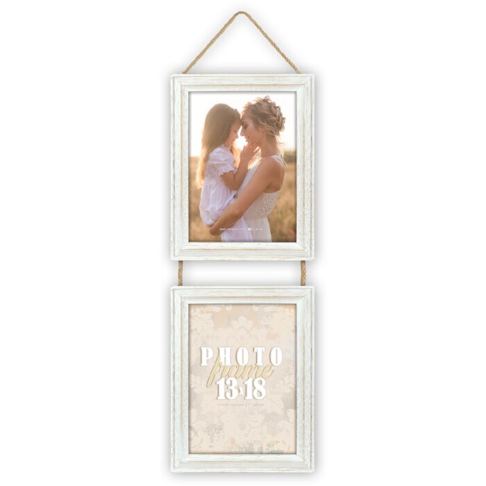 ZEP Photo Gallery Rosel Wit houten lijst voor 2 fotos 10x15 cm vintage design