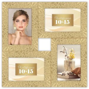 ZEP Orion collage fotolijst goud 4 fotos in 10x15 cm formaat