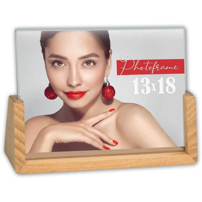 ZEP Acryl fotolijst Virginia Natural 13x18 cm met houten basis Double Face