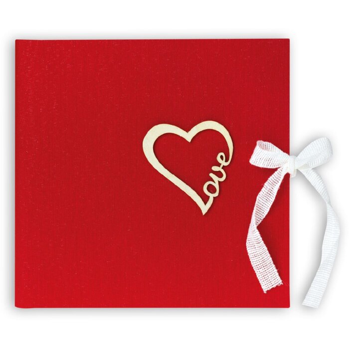 ZEP fotoalbum Symphony 7 stof rood liefdeshart 23x23cm 28 paginas met geschenkverpakking