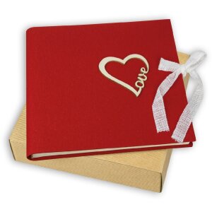 ZEP fotoalbum Symphony 7 stof rood liefdeshart 23x23cm 28 paginas met geschenkverpakking