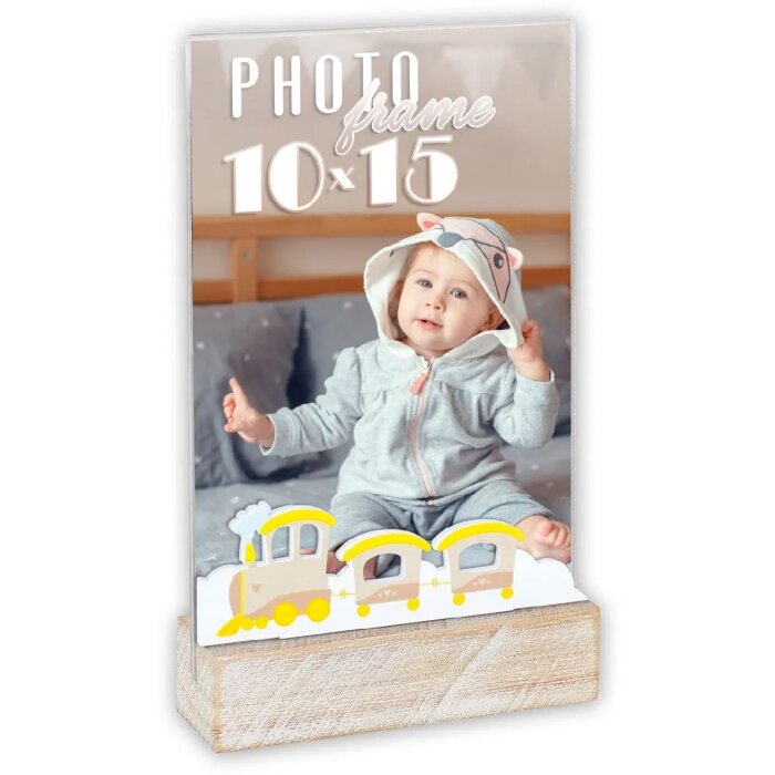 ZEP Acryl en houten fotolijst Daniele Verticaal 10x15 cm trein decoratie