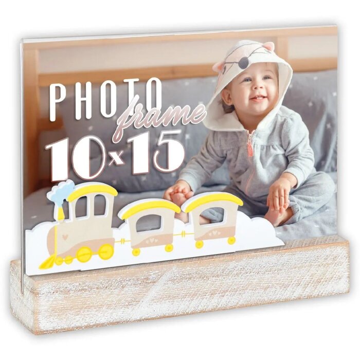 ZEP Acryl en houten fotolijst Daniele Horizontaal 10x15 cm met treindecoratie