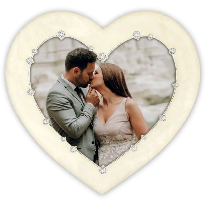 ZEP metalen fotolijst Debussy 14x16 cm hartvormig met fluwelen achterwand