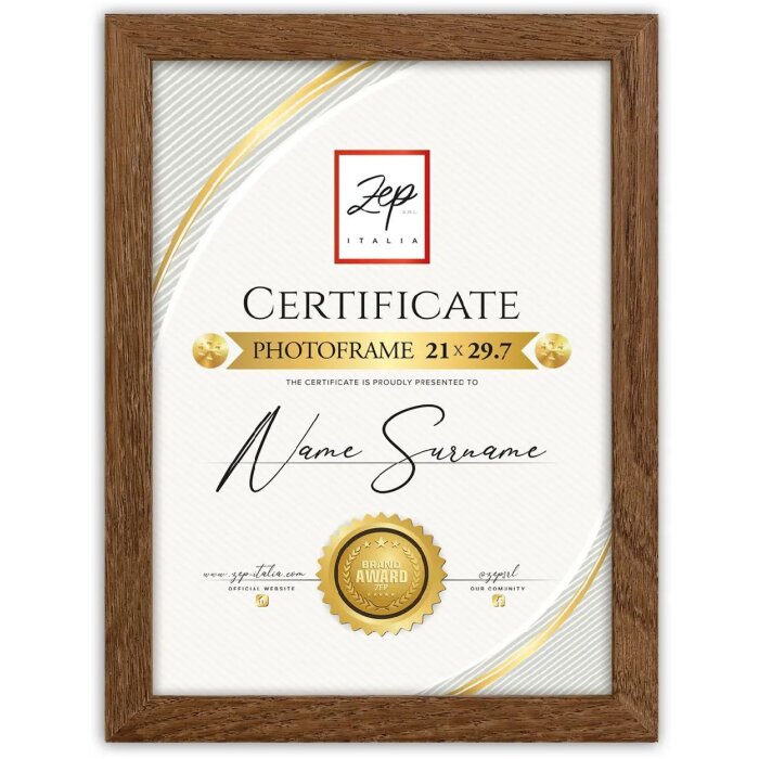 ZEP houten certificaat frame bruin 29,7x42 cm DIN A3