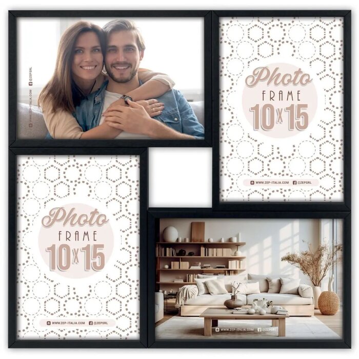 ZEP MDF lijst Bari zwart voor 4 fotos 10x15 cm