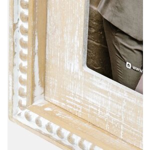 ZEP houten dubbele lijst Selene voor 2 fotos 13x18 cm vintage hartdecoratie natuur wit