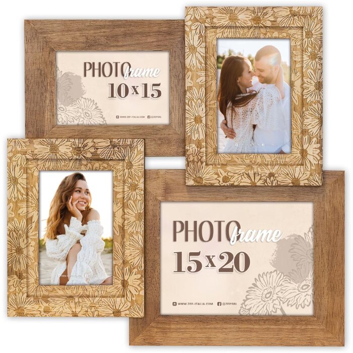 ZEP Gallery lijst Arezzo Hout Bruin voor 3 fotos 10x15 cm 1 foto 15x20 cm