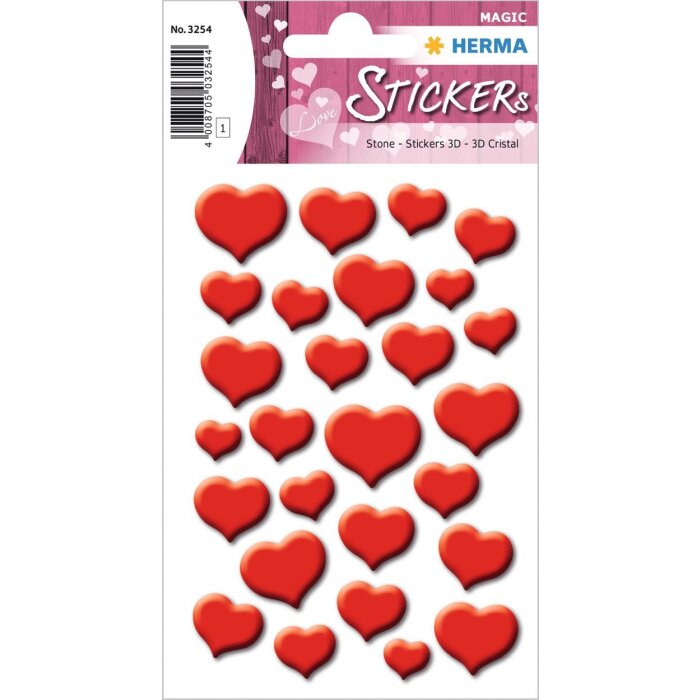 herma decoratieve etiketten magie rode harten, steen 1 vel