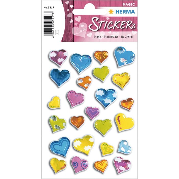 herma stickers magische harten gekleurd steen 1 vel