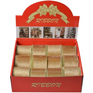 Clayre & Eef LI0128GO Lint Beige-Goud 6,3 cm x 5 m