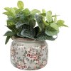 Clayre & Eef 6CE1964L Bloempot grijs met roze bloemen Ø 20x15 cm