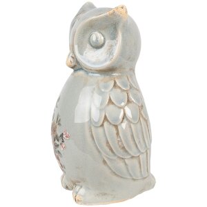 Clayre & Eef Decoratieve Uil Keramiek Grijs Roze...