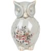 Clayre & Eef Decoratieve Uil Keramiek Grijs Roze 13x12x22 cm Landelijke Stijl Vintage